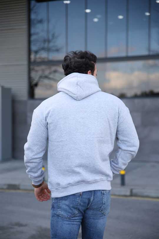 SWEATSHİRTErkek 3 İplik Gri Future Kapşonlu Sweatshirt 