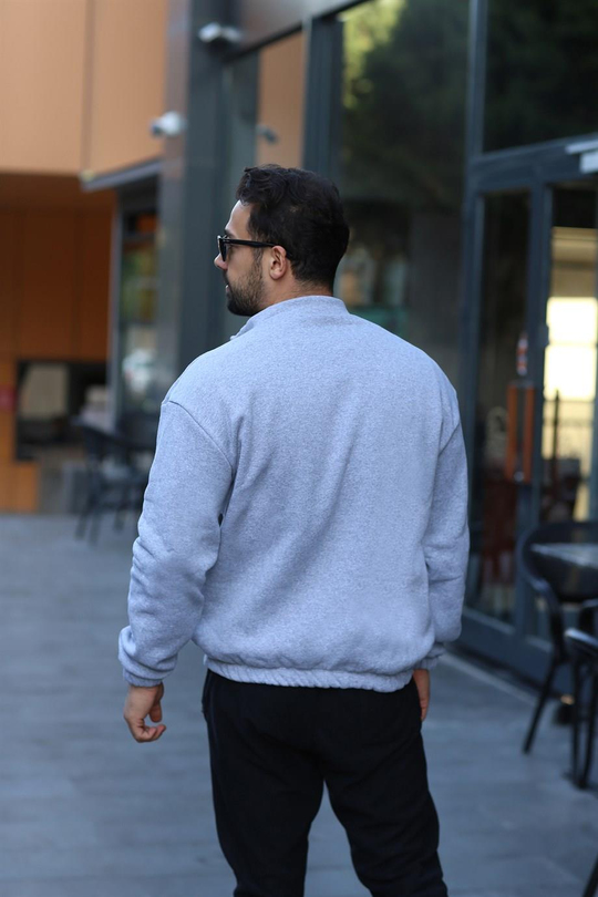 SWEATSHİRTGri A Kalite 3 İplik Lastikli Yarım Fermuarlı Sweat SC