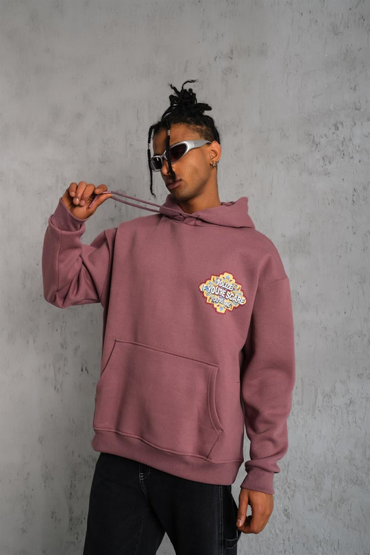 SWEATSHİRTGülkurusu IF YOU SCAR Baskılı 3 İplik Kapşonlu Oversize Sweatshirt