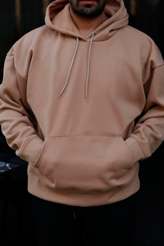 SWEATSHİRTKrem 3 İplik Oversize Kapşonlu Hoodie Sweatshirt SC
