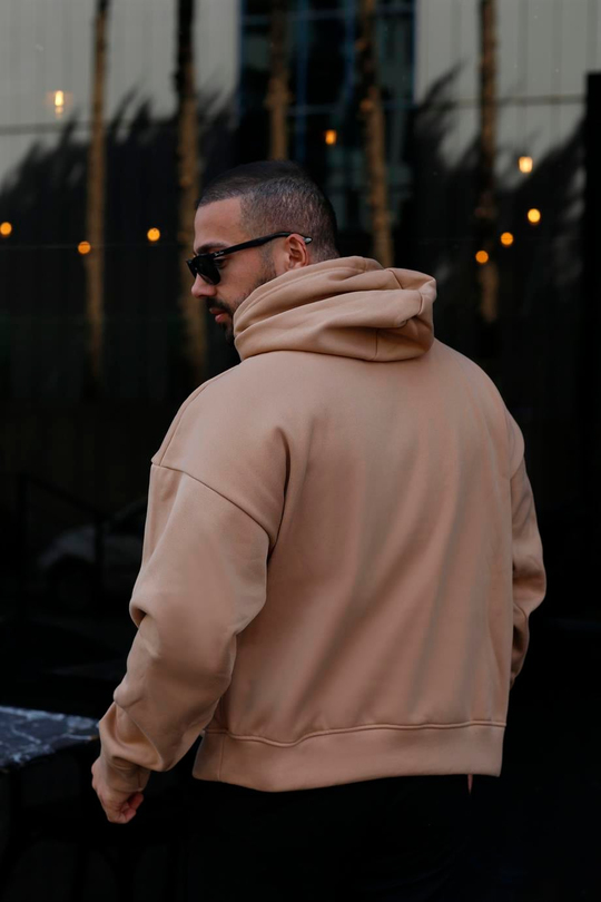 SWEATSHİRTKrem 3 İplik Oversize Kapşonlu Hoodie Sweatshirt SC