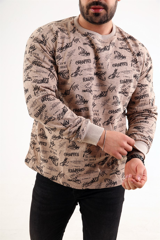 SWEATSHİRTKrem Grafity Baskılı Sweatshirt TMB