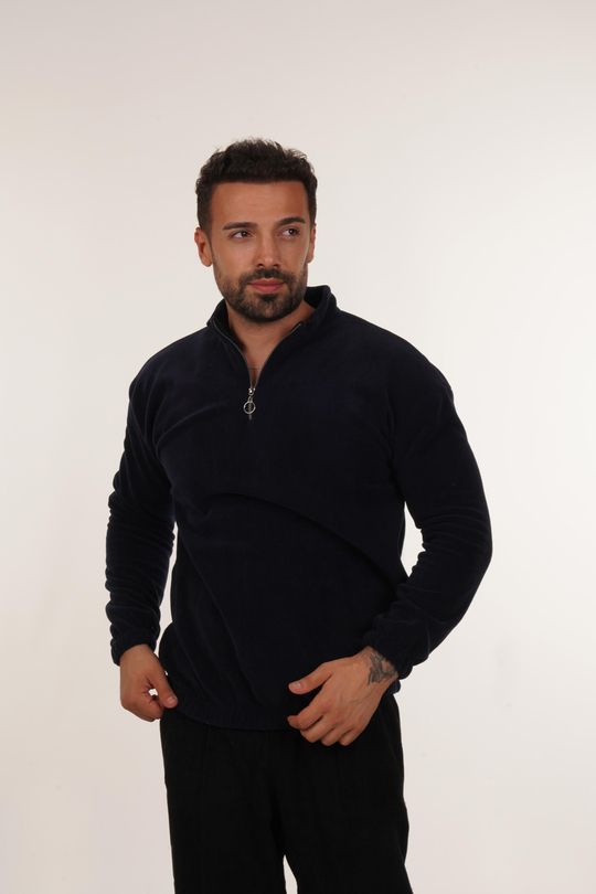 SWEATSHİRTLacivert yarım fermuarlı polar SC