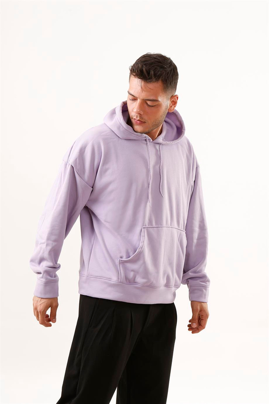 SWEATSHİRTLila 3 İplik Oversize Kapşonlu Hoodie SC