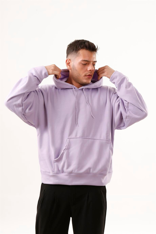 SWEATSHİRTLila 3 İplik Oversize Kapşonlu Hoodie SC