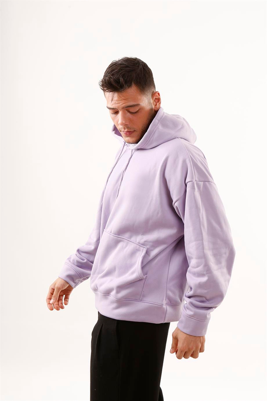SWEATSHİRTLila 3 İplik Oversize Kapşonlu Hoodie SC