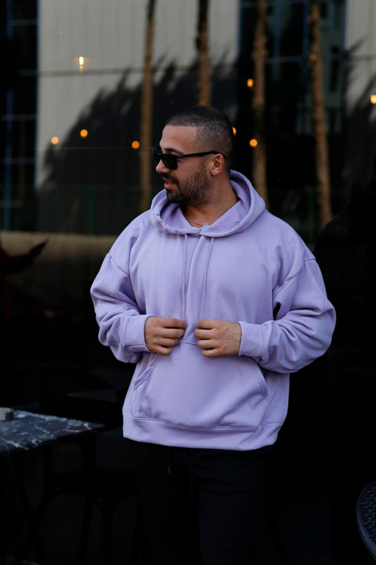 SWEATSHİRTLila 3 İplik Oversize Kapşonlu Hoodie Sweatshirt SC