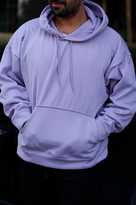 SWEATSHİRTLila 3 İplik Oversize Kapşonlu Hoodie Sweatshirt SC