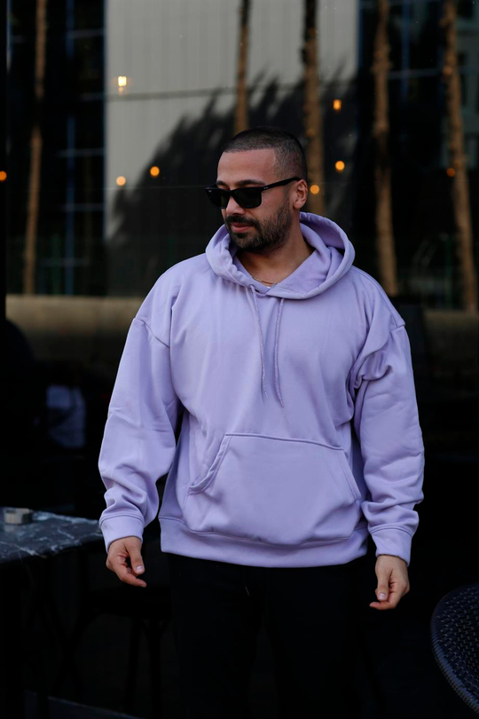 SWEATSHİRTLila 3 İplik Oversize Kapşonlu Hoodie Sweatshirt SC