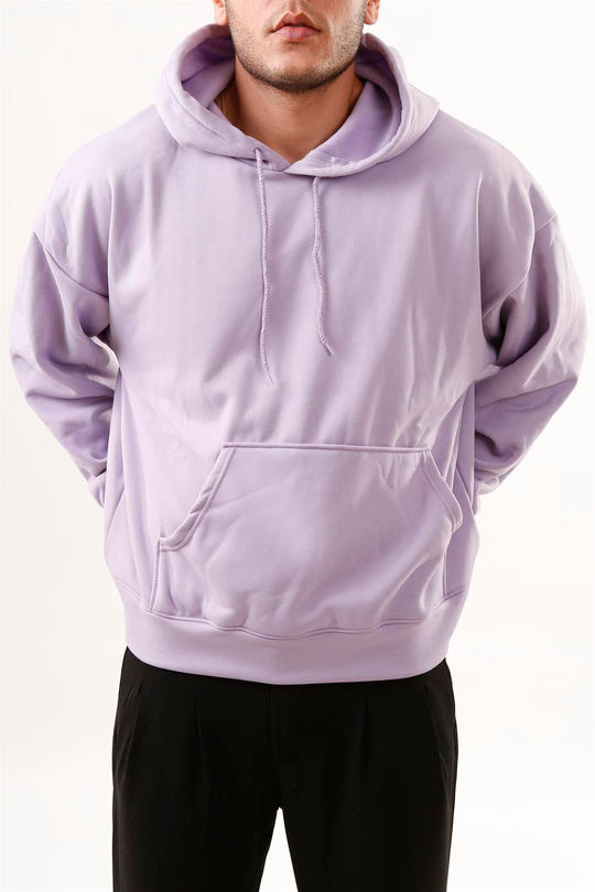 SWEATSHİRTLila 3 İplik Oversize Kapşonlu Hoodie SC