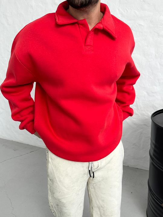 SWEATSHİRTNarçiçeği 3 İplik Oversize Polo yaka PLZ