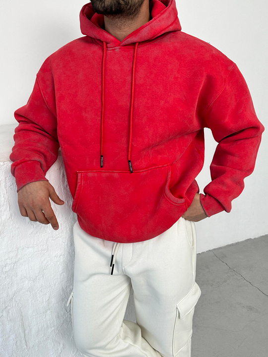 SWEATSHİRTNarçiçeği 3 İplik Oversize Yıkamalı Kapşonlu Sweatshirt PLZ