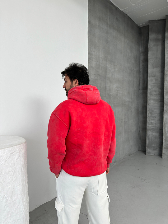 SWEATSHİRTNarçiçeği 3 İplik Oversize Yıkamalı Kapşonlu Sweatshirt PLZ