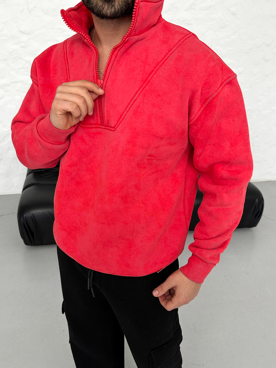 SWEATSHİRTNarçiçeği Yarım Fermuarlı Hafif Desenli ZRA Model Sweatshirt PLZ