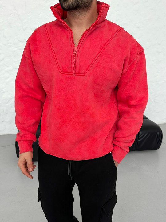 SWEATSHİRTNarçiçeği Yarım Fermuarlı Hafif Desenli ZRA Model Sweatshirt PLZ
