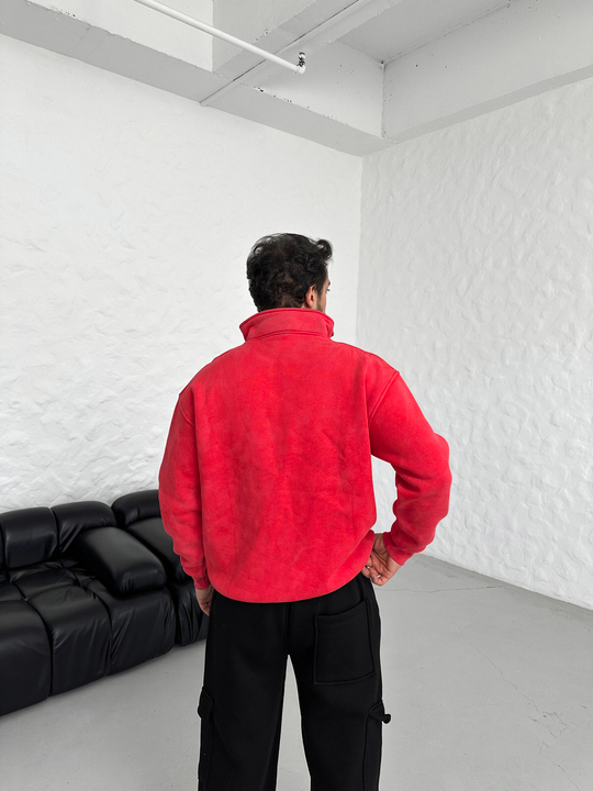 SWEATSHİRTNarçiçeği Yarım Fermuarlı Hafif Desenli ZRA Model Sweatshirt PLZ