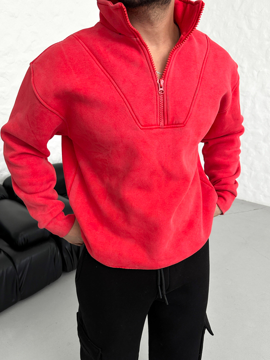 SWEATSHİRTNarçiçeği Yarım Fermuarlı Hafif Desenli ZRA Model Sweatshirt PLZ