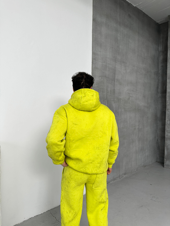 SWEATSHİRTSarı 3 İplik Oversize Yıkamalı Kapşonlu Sweatshirt PLZ