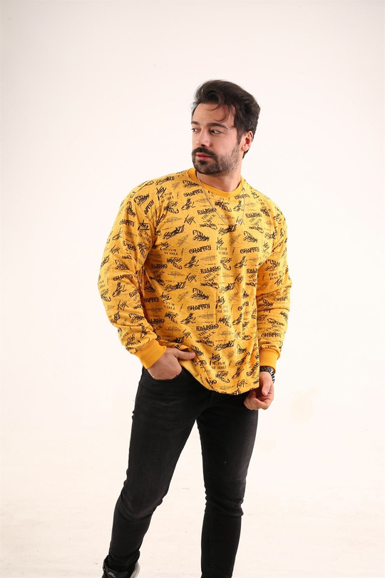 SWEATSHİRTSarı Grafity Baskılı Sweatshirt TMB