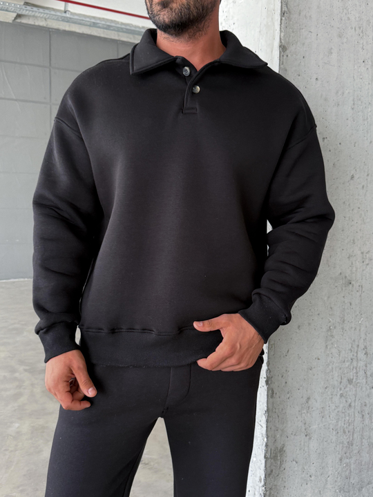 SWEATSHİRTSiyah 3 İplik Polo Yaka SC