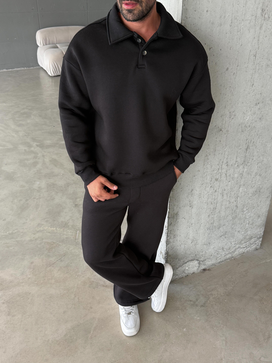 SWEATSHİRTSiyah 3 İplik Polo Yaka SC