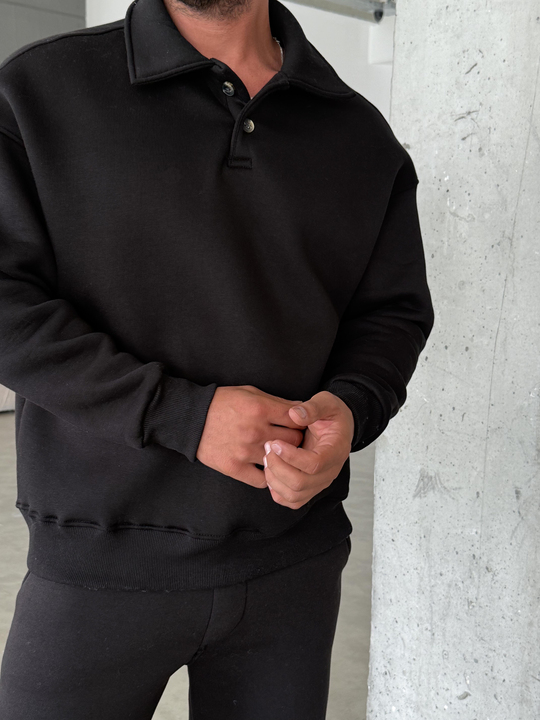 SWEATSHİRTSiyah 3 İplik Polo Yaka SC