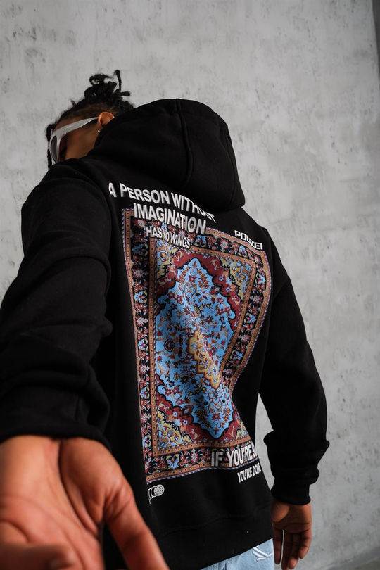 SWEATSHİRTSiyah IF YOU SCAR Baskılı 3 İplik Kapşonlu Oversize Sweatshirt