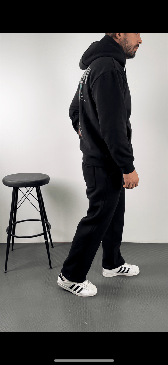 SWEATSHİRTSiyah SCHOOLBOY Baskılı 3 İplik Oversize Kapşonlu Sweatshirt PLZ-35