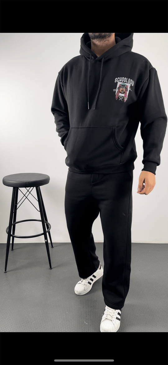SWEATSHİRTSiyah SCHOOLBOY Baskılı 3 İplik Oversize Kapşonlu Sweatshirt PLZ-35