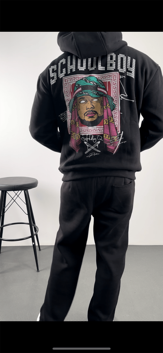 SWEATSHİRTSiyah SCHOOLBOY Baskılı 3 İplik Oversize Kapşonlu Sweatshirt PLZ-35