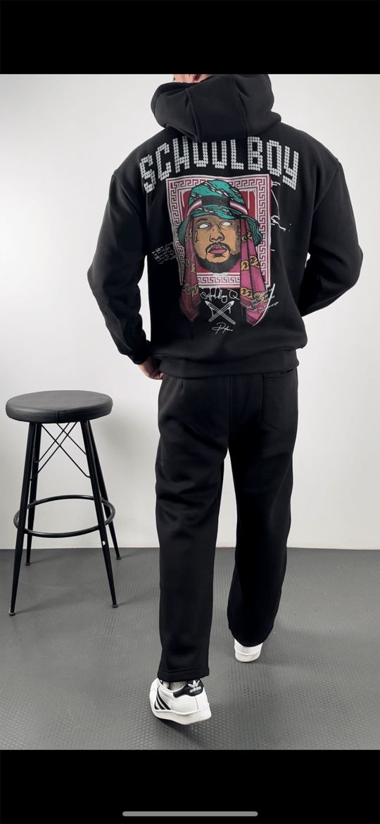 SWEATSHİRTSiyah SCHOOLBOY Baskılı 3 İplik Oversize Kapşonlu Sweatshirt PLZ-35