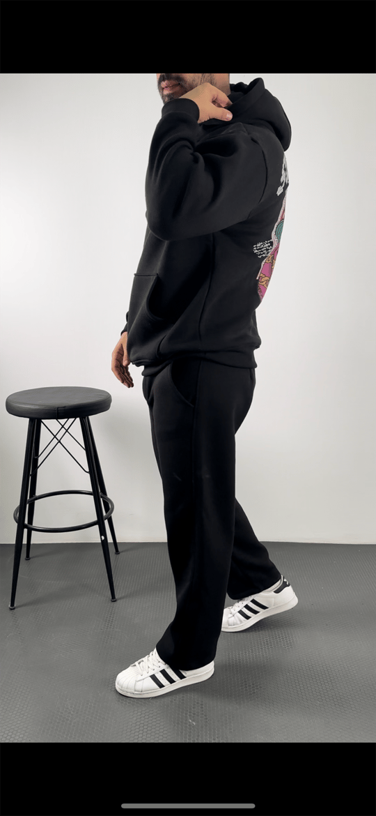 SWEATSHİRTSiyah SCHOOLBOY Baskılı 3 İplik Oversize Kapşonlu Sweatshirt PLZ-35