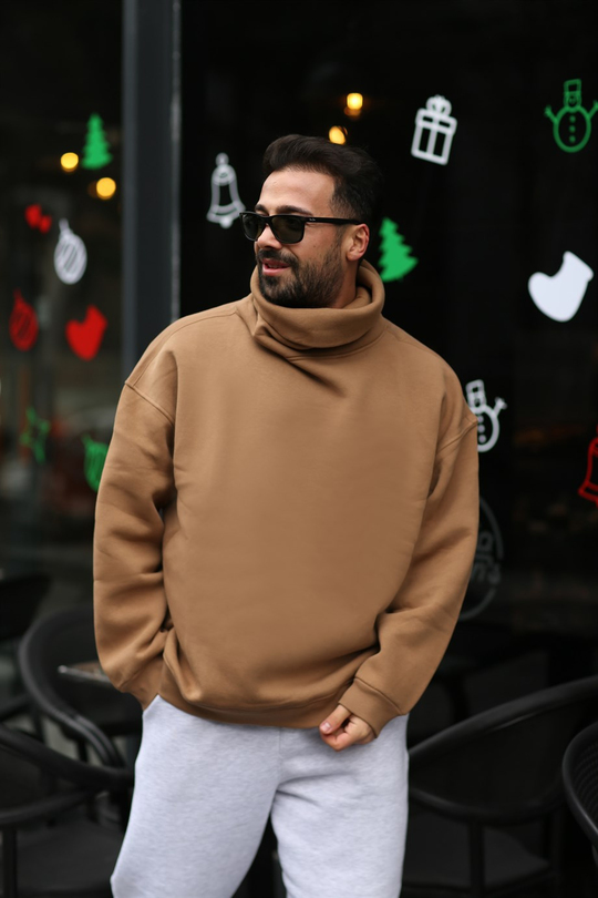 SWEATSHİRTTaba Yüksek Kalite 3 İplik Oversize Düz Boğazlı Sweatshirt