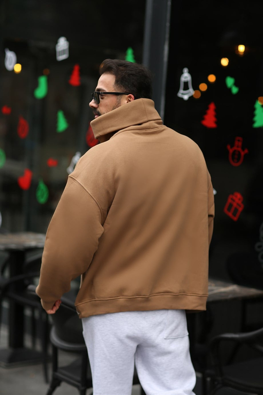 SWEATSHİRTTaba Yüksek Kalite 3 İplik Oversize Düz Boğazlı Sweatshirt