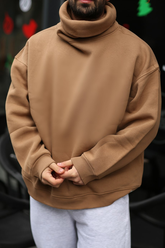SWEATSHİRTTaba Yüksek Kalite 3 İplik Oversize Düz Boğazlı Sweatshirt