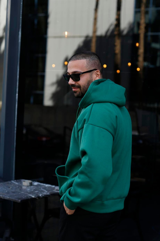 SWEATSHİRTZümrütyeşili 3 İplik Oversize Kapşonlu Hoodie Sweatshirt SC