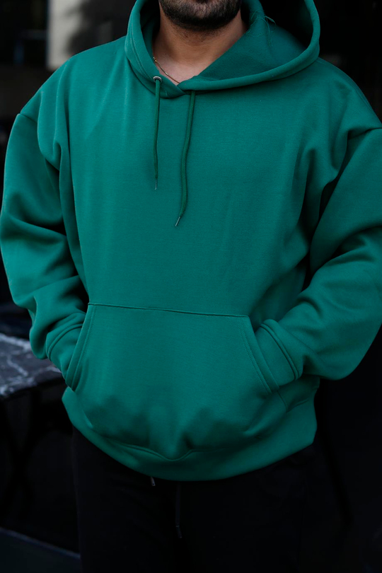 SWEATSHİRTZümrütyeşili 3 İplik Oversize Kapşonlu Hoodie Sweatshirt SC