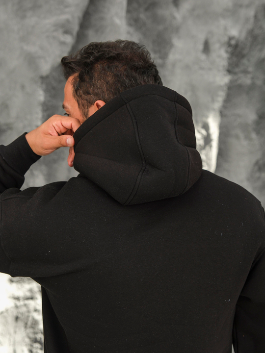 SweatSiyah 3 İplik Oversize Compak Kapüşonlu SC