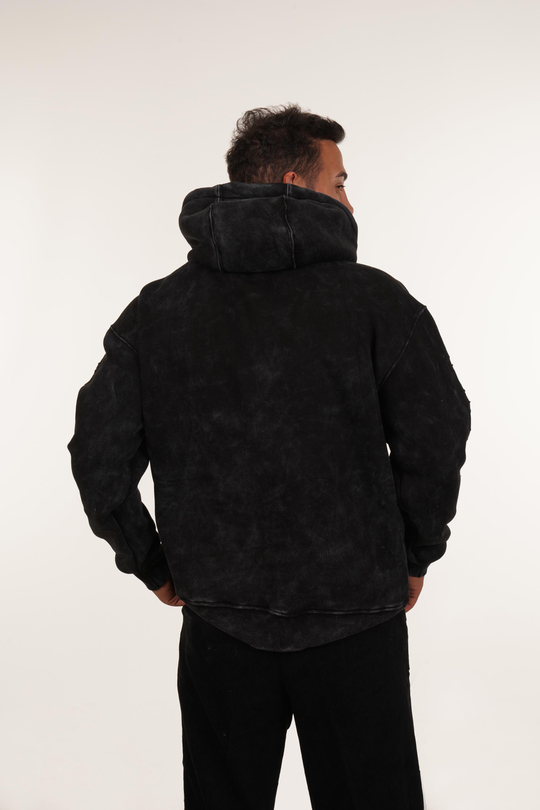 SweatSiyah 777 Yazılı Kapşonlu Sweatshirt PLZ