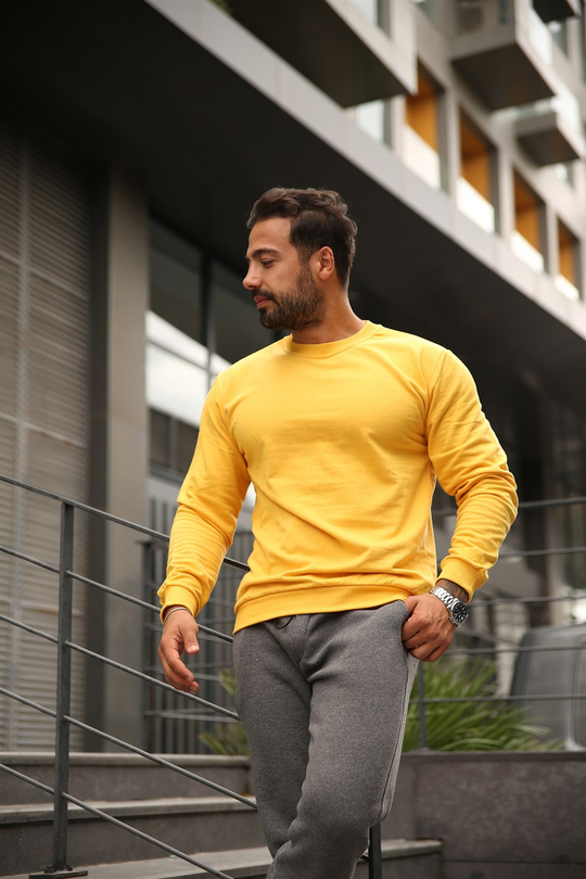SWEATUnisex 2 İplik Sarı Sweatshirt 