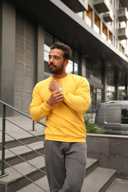 SWEATUnisex 2 İplik Sarı Sweatshirt 