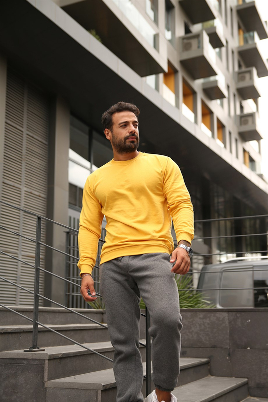 SWEATUnisex 2 İplik Sarı Sweatshirt 