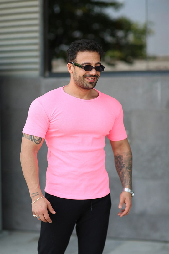T-SHİRTAçık Pembe Kumaş Basic T-SHİRT