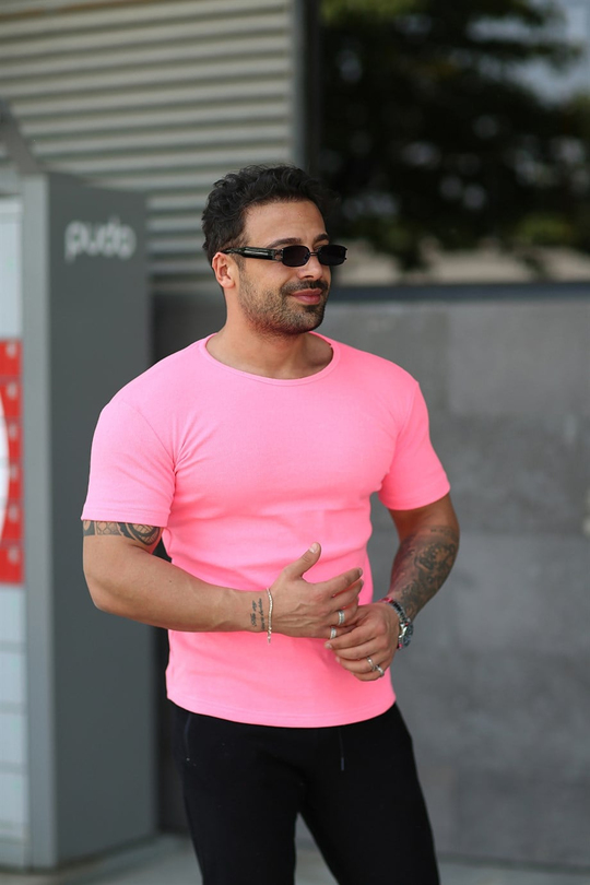 T-SHİRTAçık Pembe Kumaş Basic T-SHİRT