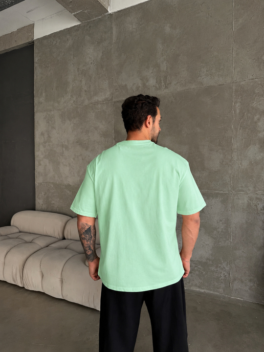 T-SHİRTAçık Yeşil Düz Compak Oversize T-SHİRT SC