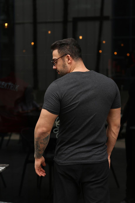 T-SHİRTAntrasit V Yaka Slim Fit T-SHİRT SC