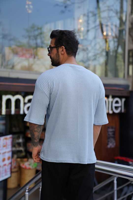 T-SHİRTBebemavi Fitilli Oversize T-Shirt SC
