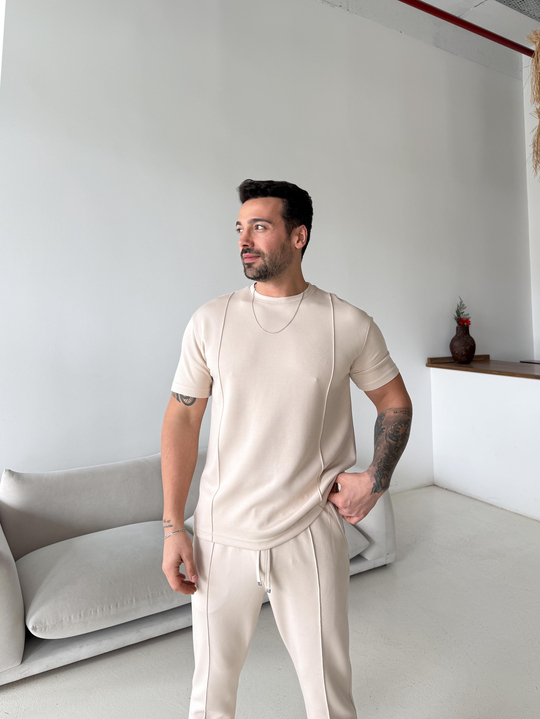 T-SHİRTBej Çimalı Oysho Regular Fit Tişört LNS 37099