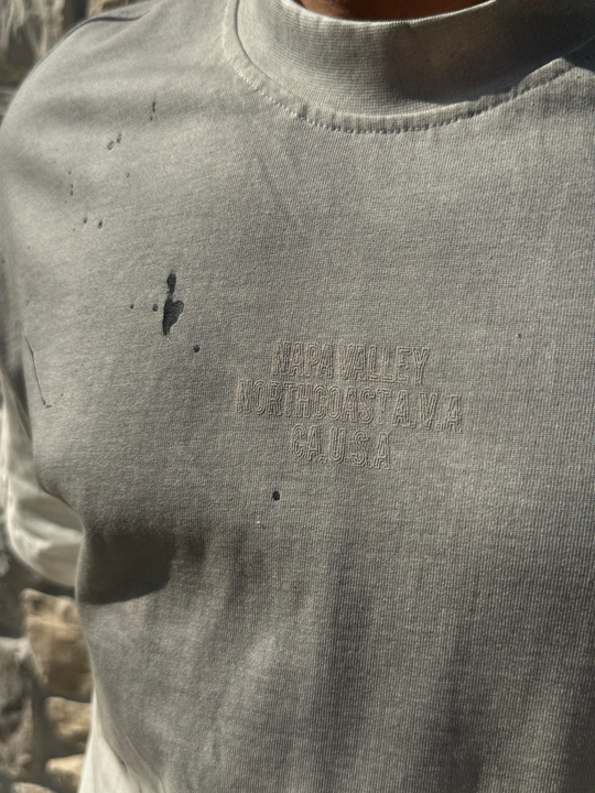T-SHİRTBej NAPA Baskılı Fırça Darbeli Oversize T-SHIRT PNC 8129