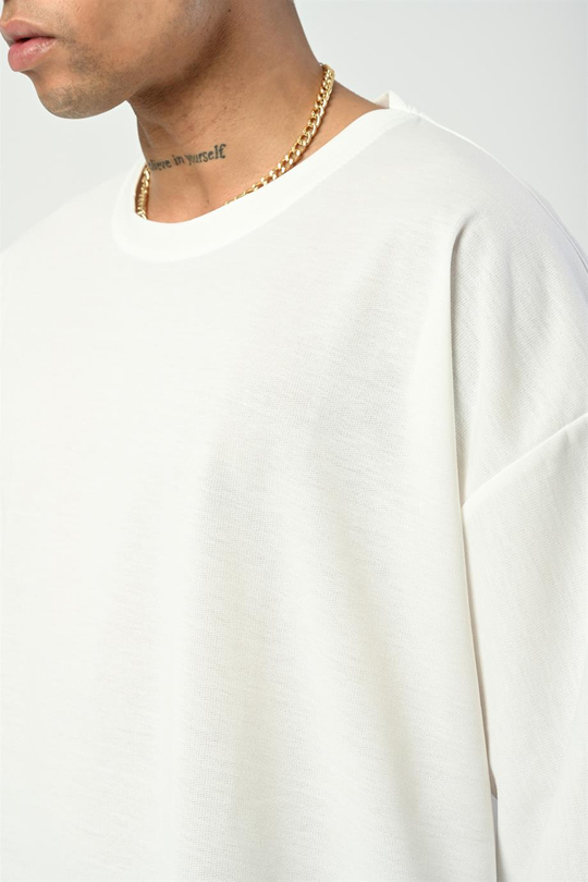 T-SHİRTBeyaz 2 İplik Double Kalıp Oversize T-SHIRT GRK